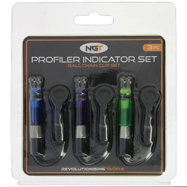NGT Profiler 3PC Indicator Set Green, Blue and Purple Bite Indicators
