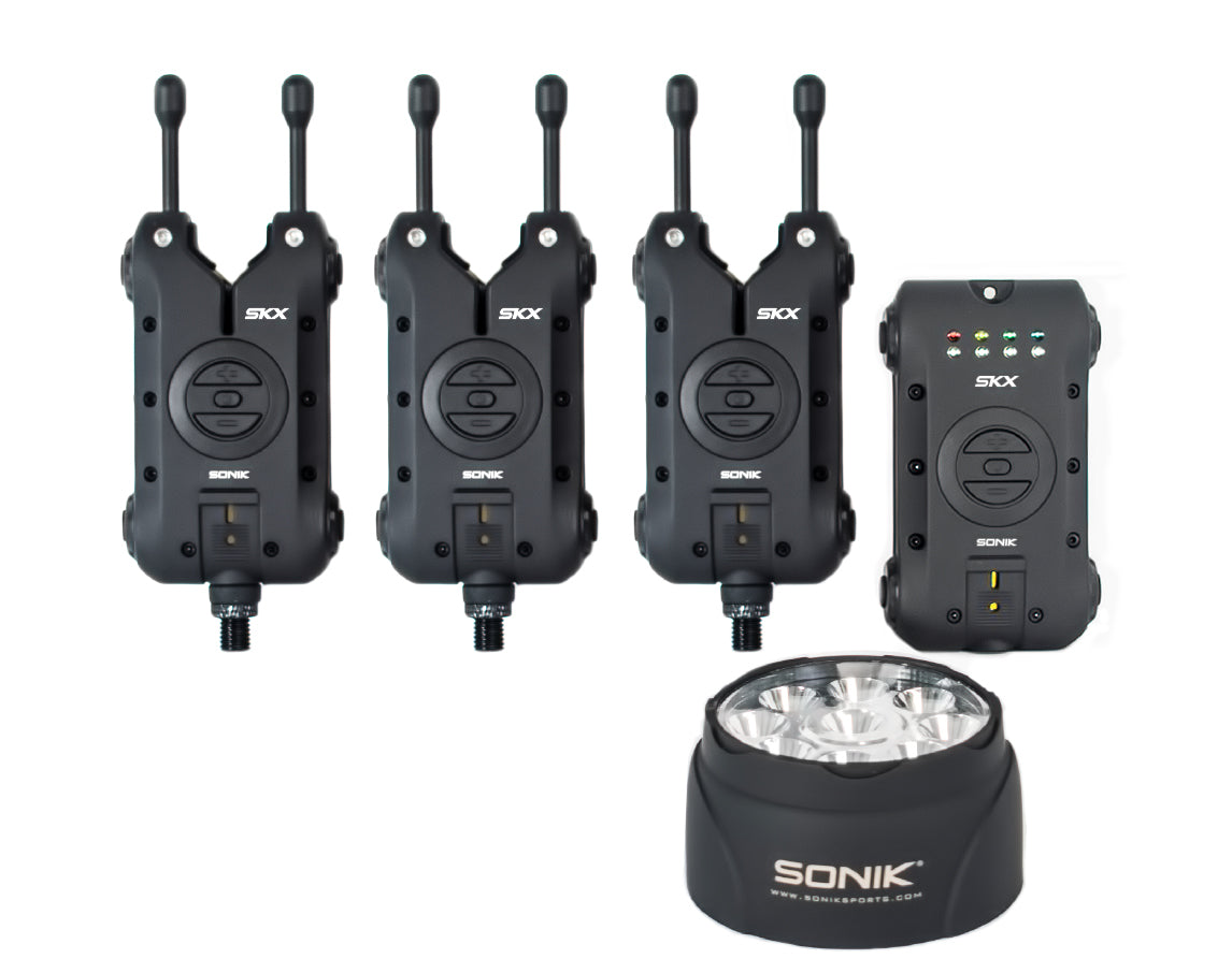 Sonik SKX 3+1 Bite Alarm Set + Bivvy Lamp