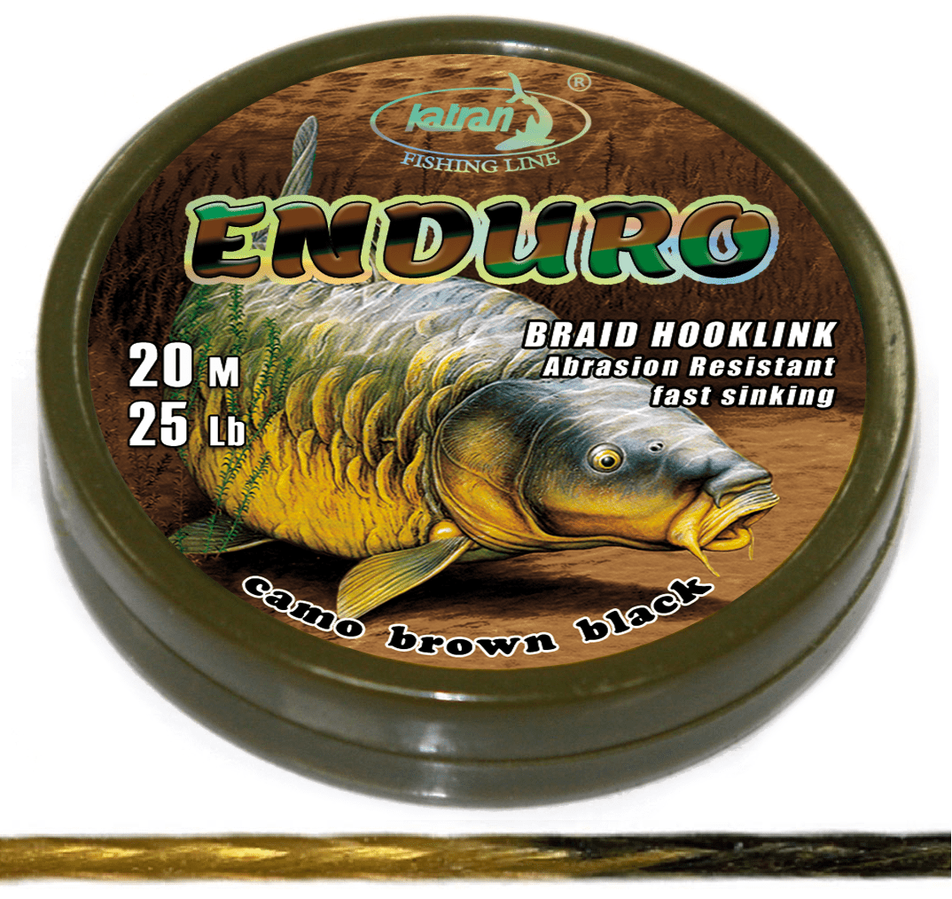 Katran Enduro Braided Hooklink 25Lb 20M Camo Brown Black