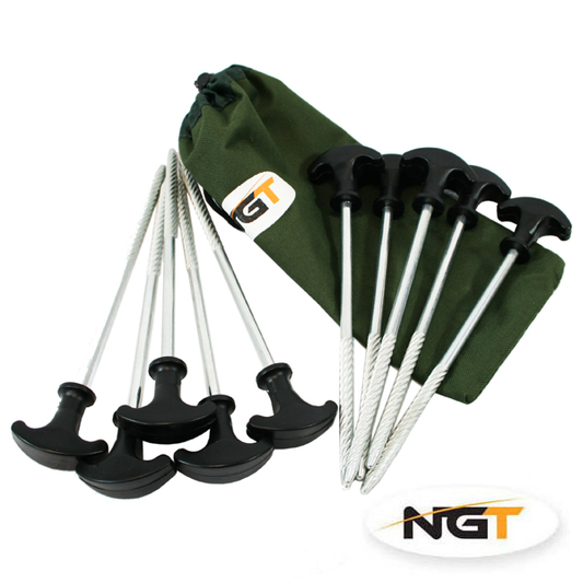NGT Pack of Bivvy Pegs in Case