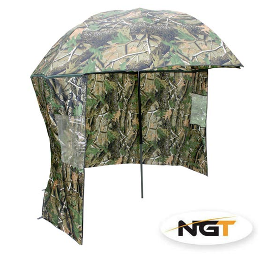 NGT 45" Brolly in Camo with Zip on Side Sheet