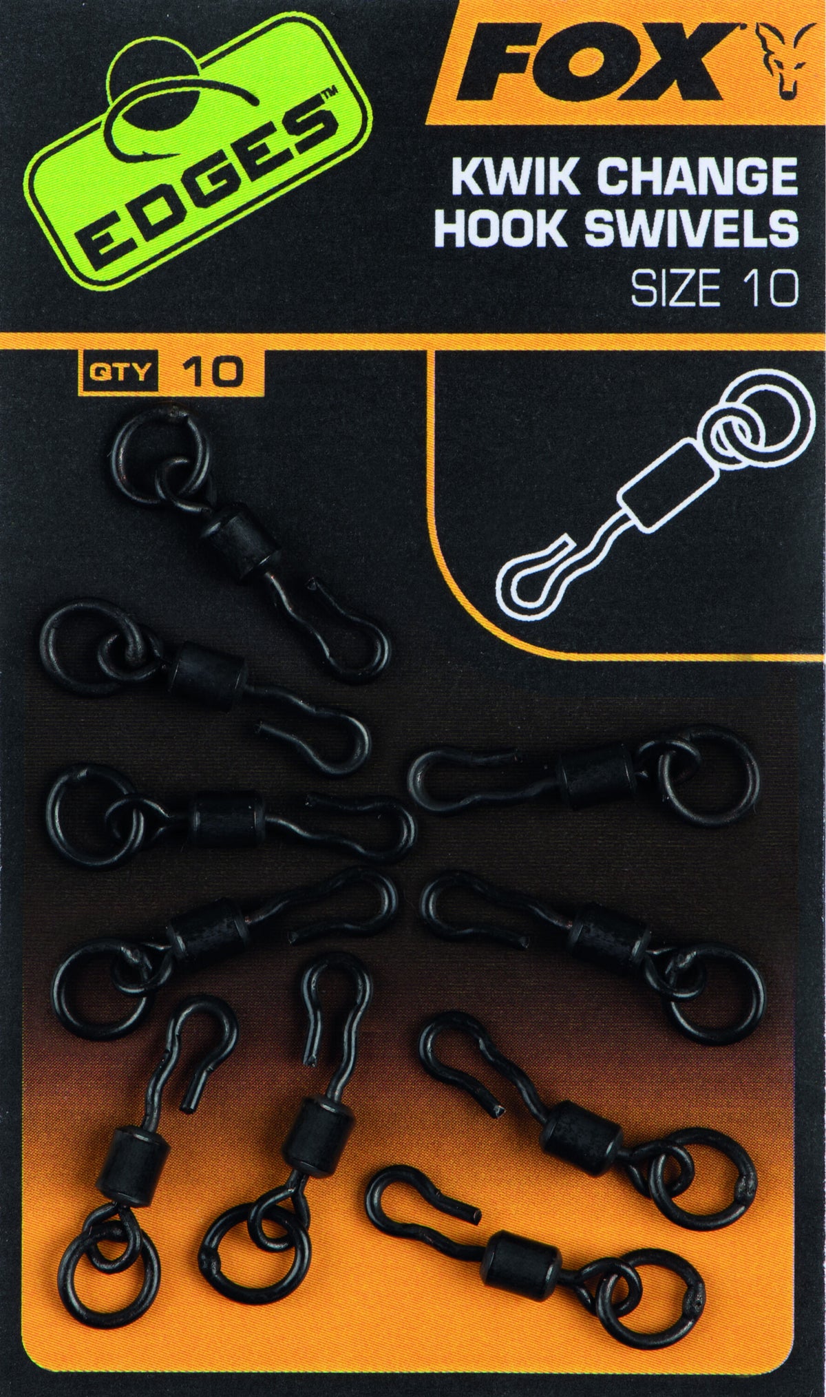 Fox Edges Kwik Change Hook Swivels Size 10