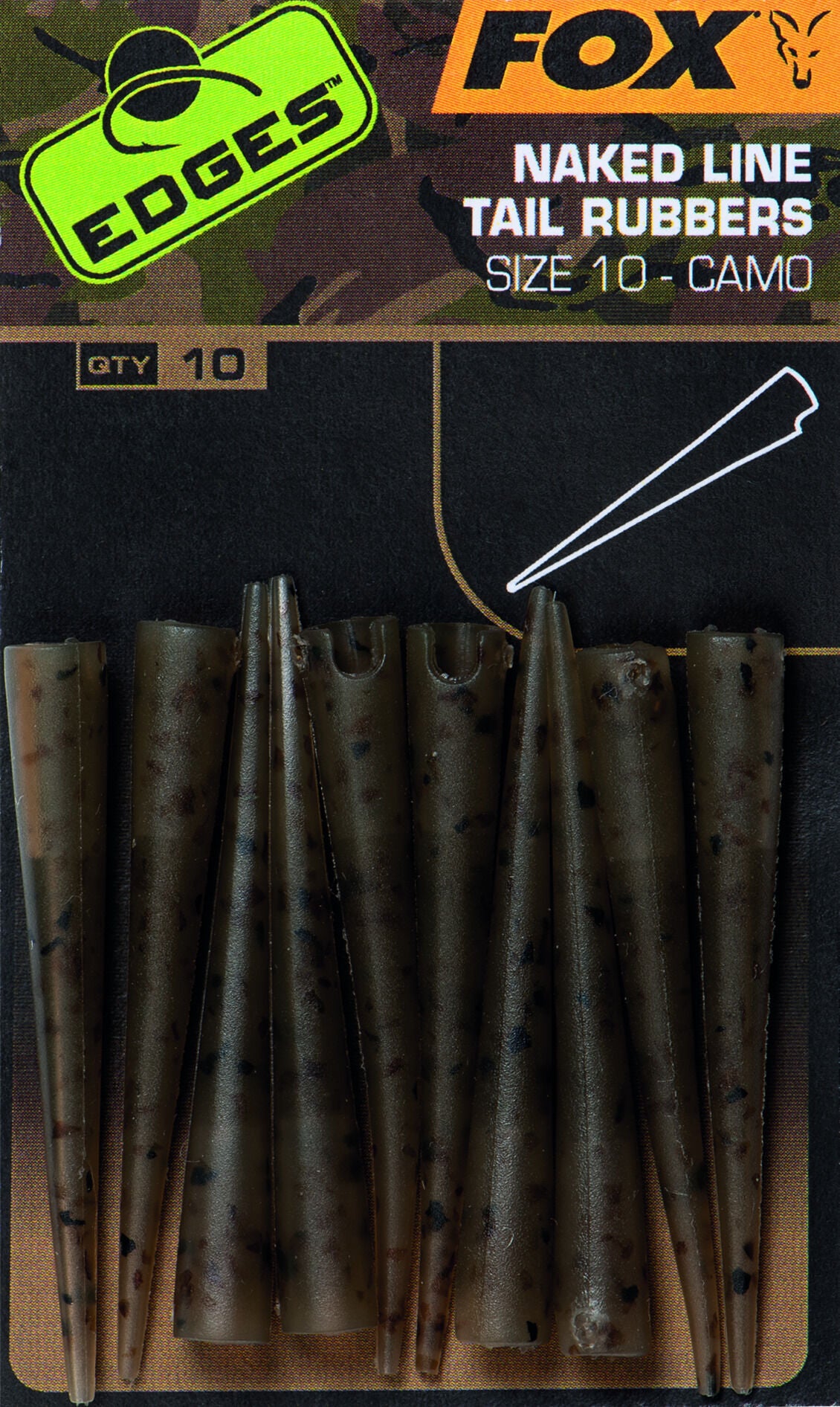 Fox Edges Camo Naked Line Tail Rubbers Size 10