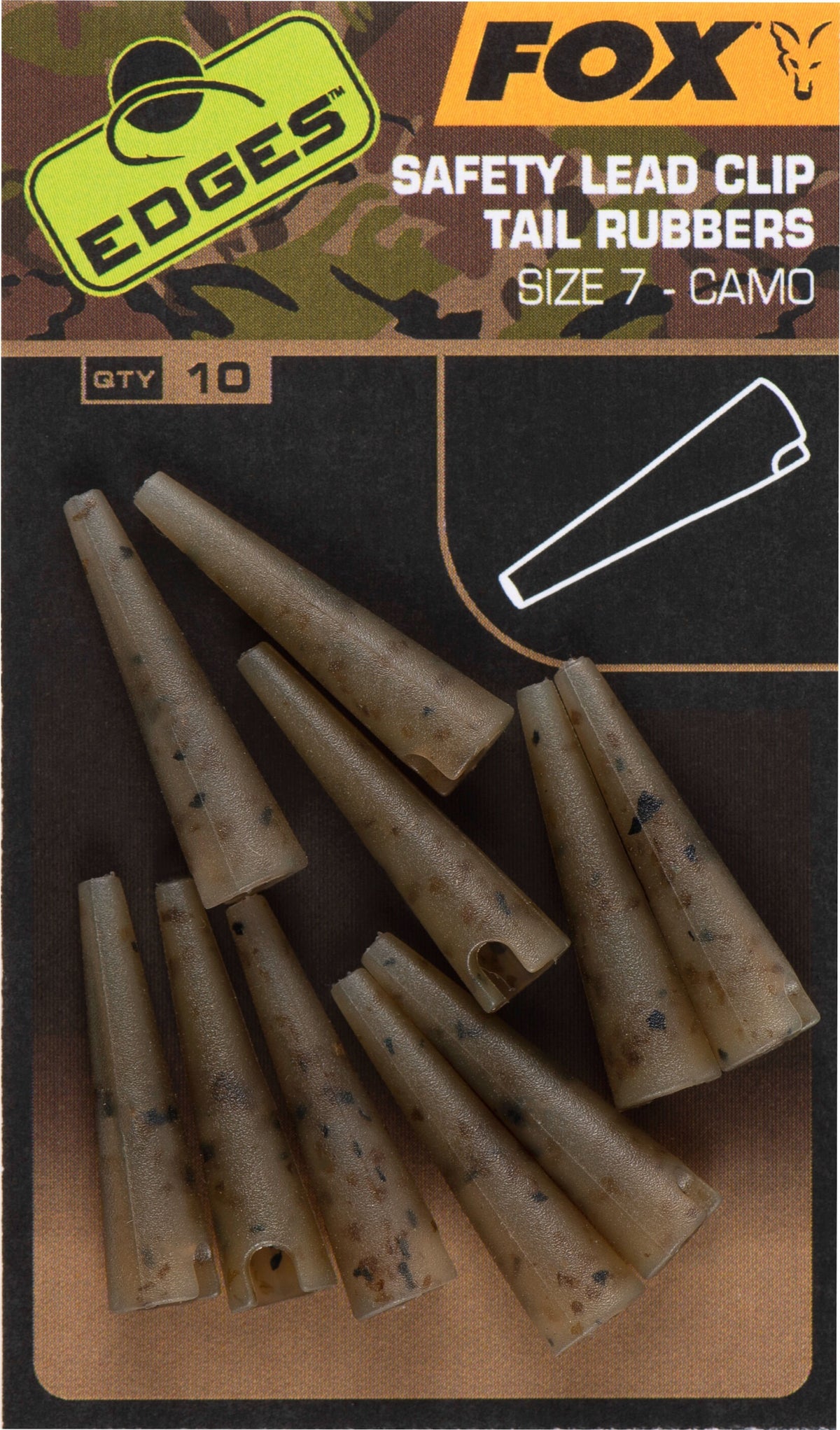 Fox Edges Camo Size 7 lead clip tail rubbers