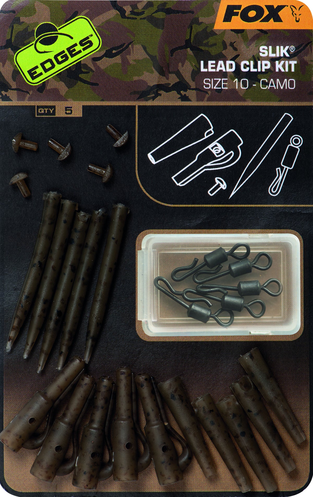 Fox Edges Camo Slik Lead Clip Kit Size 10