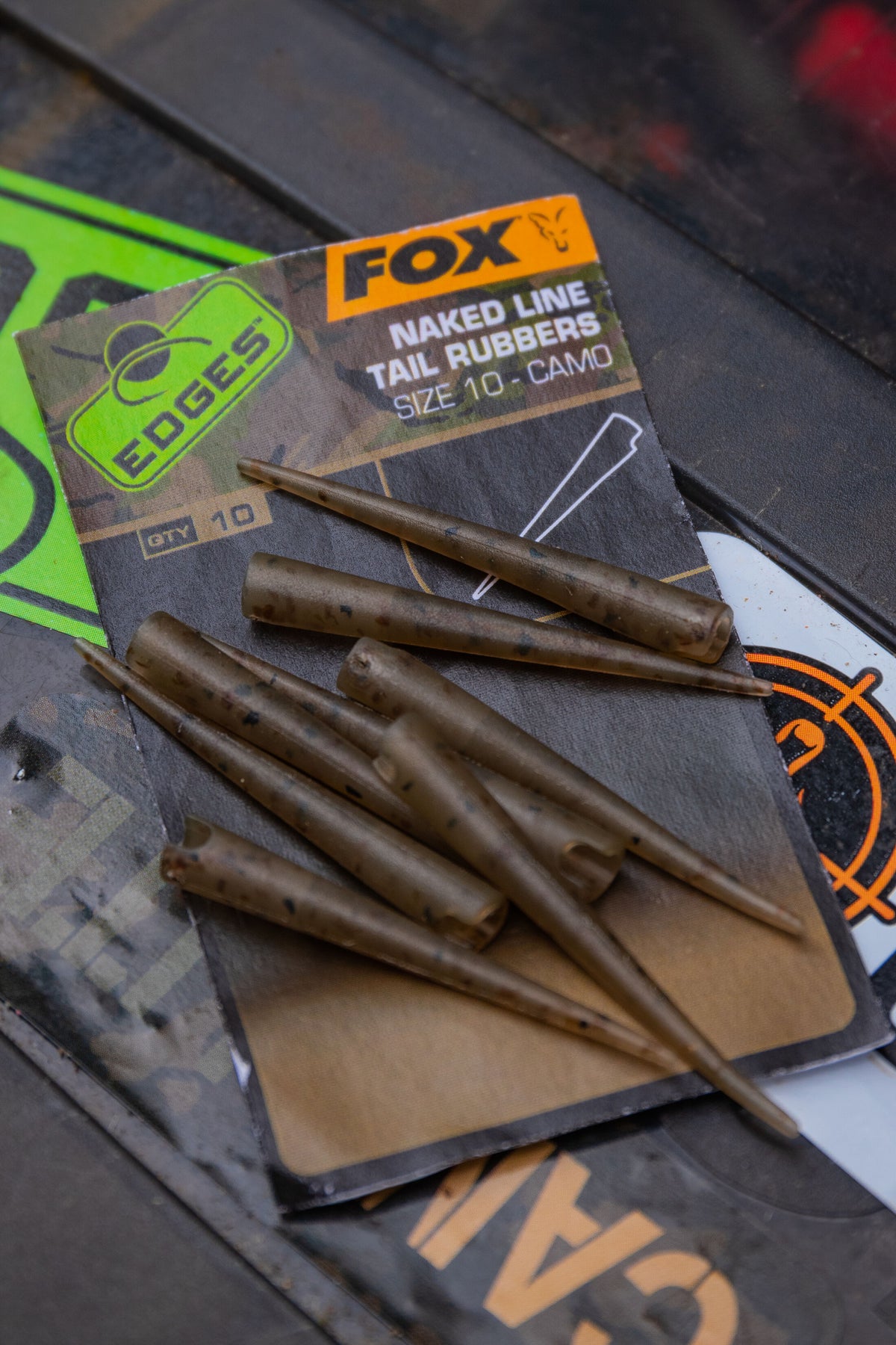 Fox Edges Camo Naked Line Tail Rubbers Size 10