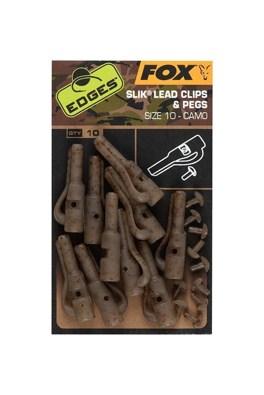 Fox Edges Camo Size 10 Slik lead clip + pegs